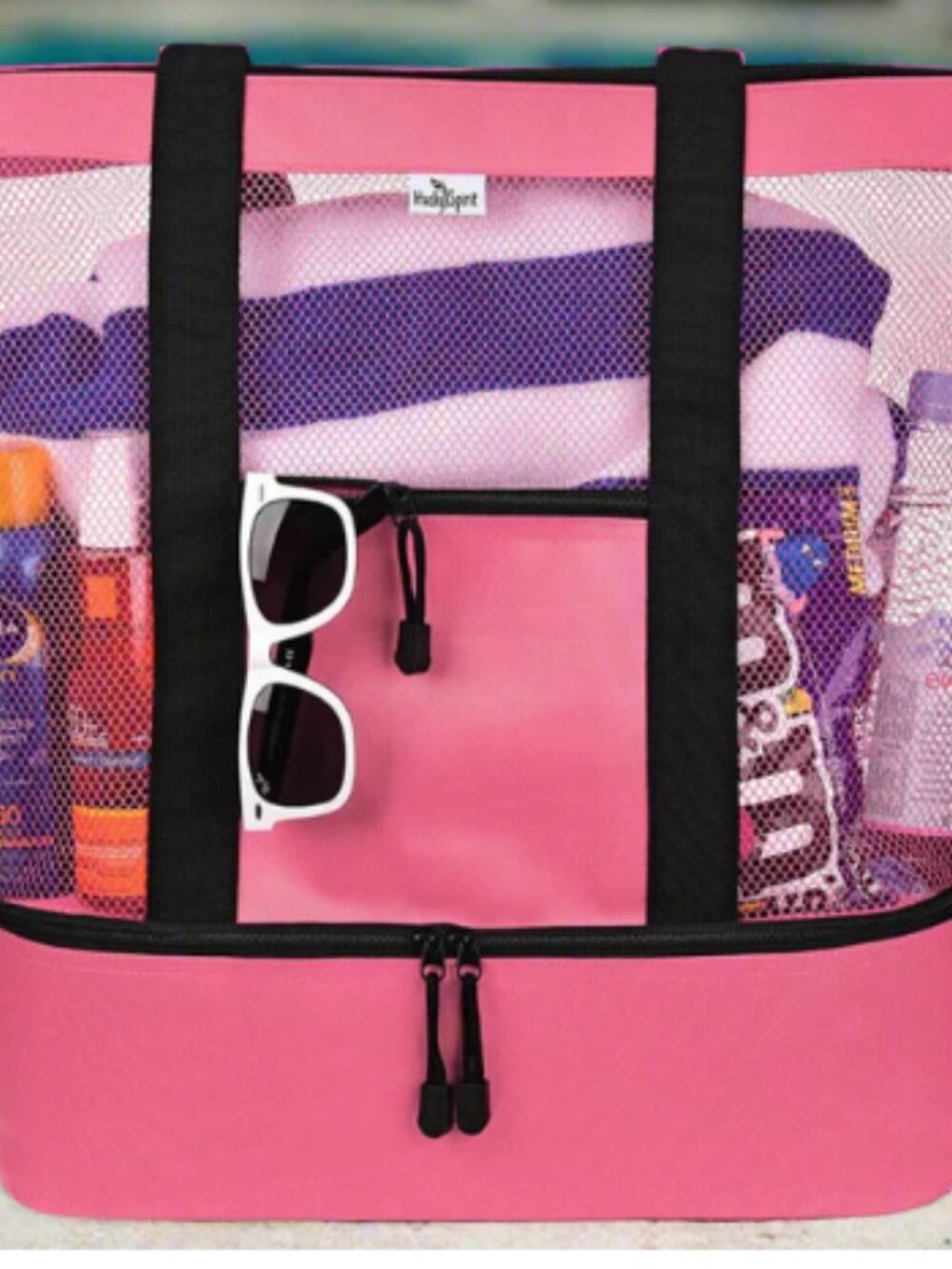 NWT-Large Mesh Beach Tote Bag with Cooler Portable Beach Bag